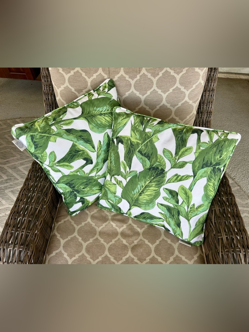 Stratford Outdoor Palm Leaf Throw Pillow Pair - 18 x 18 inches